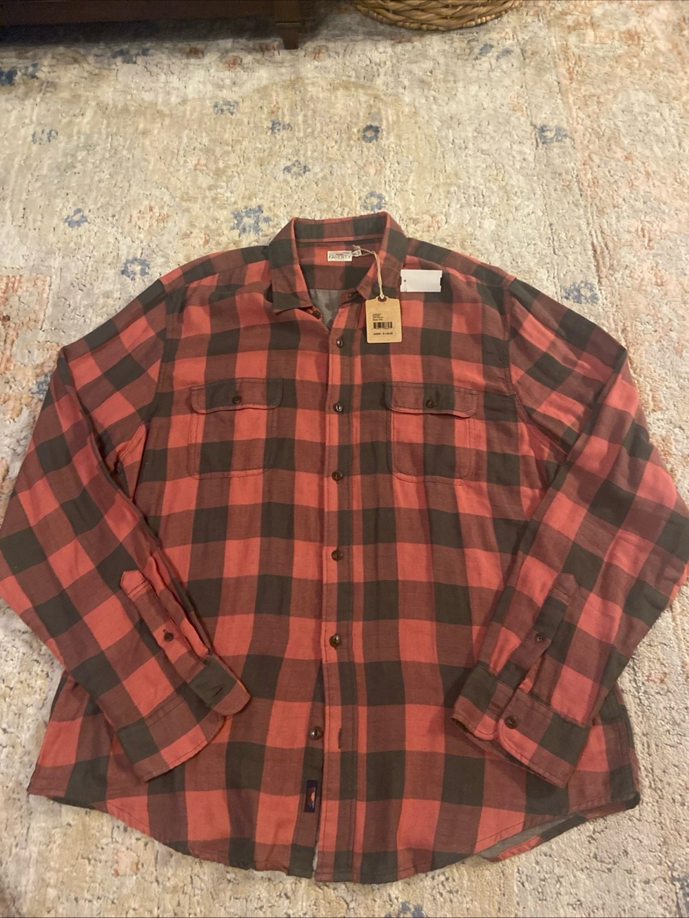 Faherty Men’s Belmar Shirt XXL Red Buffalo Check Long Sleeve Button 100% Cotton